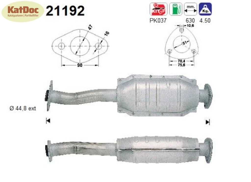 Katalysator für Opel Calibra A/Vectra A, 1.8/2.0, 66/85kW, Euro 1&2 - KatDoc