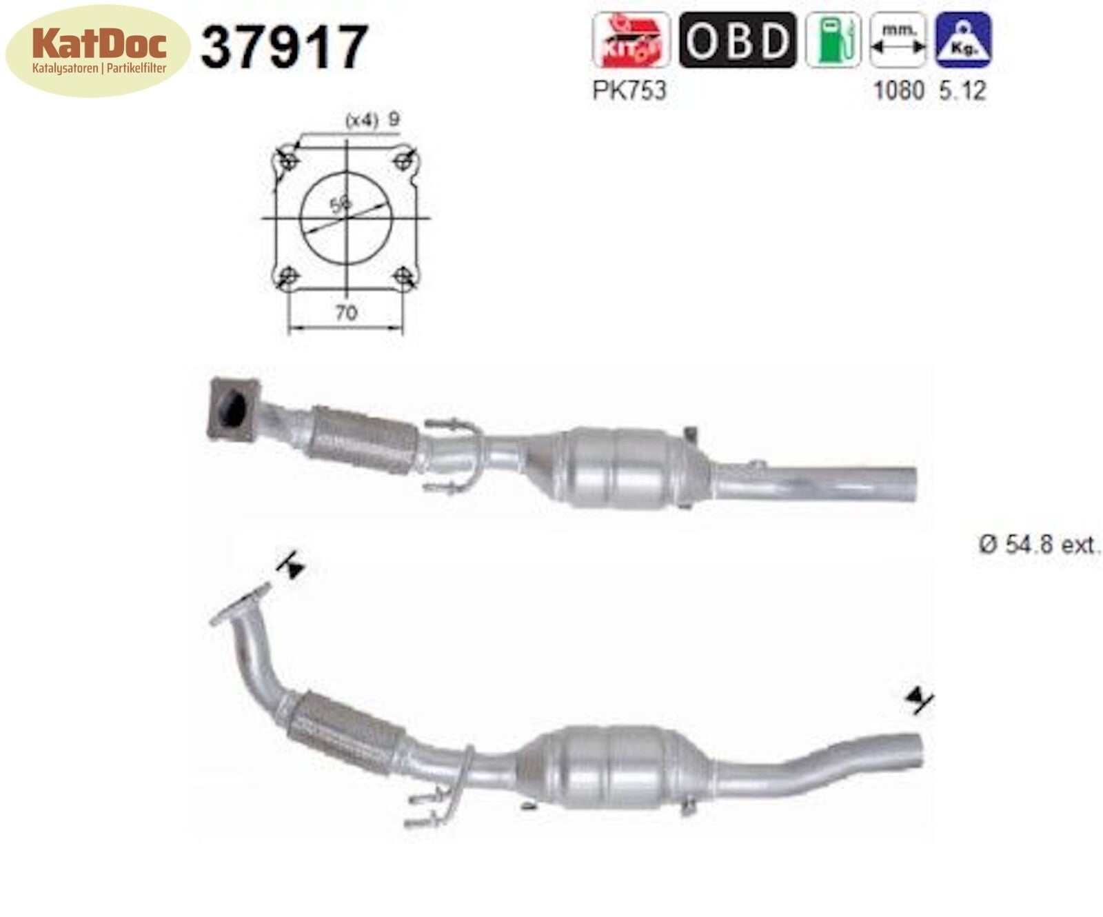 Katalysator für Skoda Octavia, VW New Beetle/Golf 4/Bora, 2.0, 85kW, Euro 4 - KatDoc
