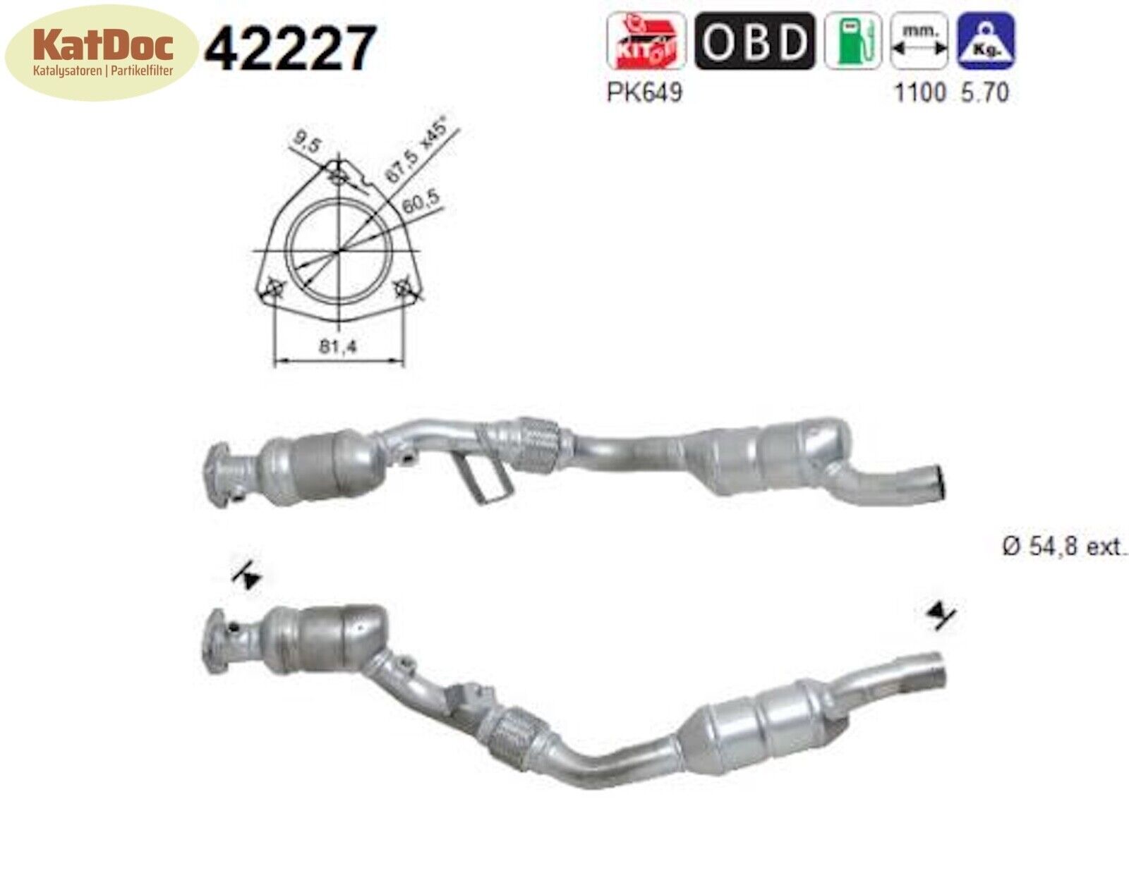 Katalysator für Audi A4 B6, 2.4, 120/125kW, Kat, rechts, Euro 4 - KatDoc