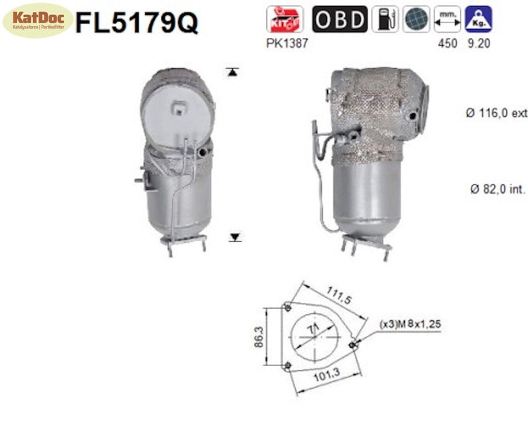 Ruß - Partikelfilter für Volvo S60/S80/S90/V40/V60/V70/V90/XC60,Silizium, Euro 6 - KatDoc