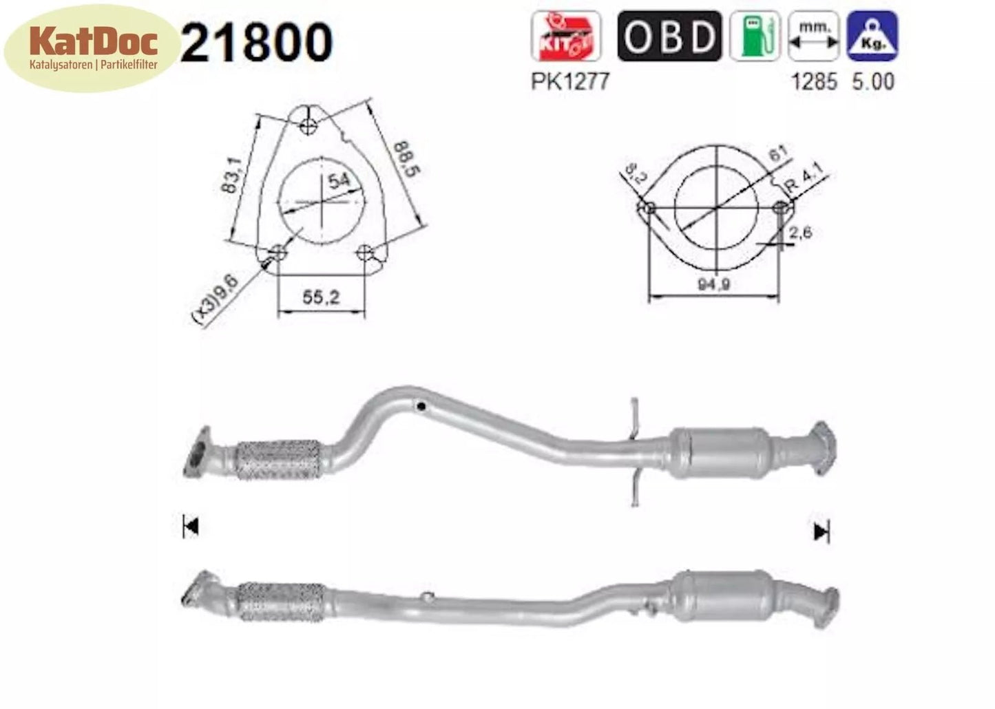 Katalysator für Opel Astra J, 1.4 Turbo, 88/103kW, Euro 5 - KatDoc