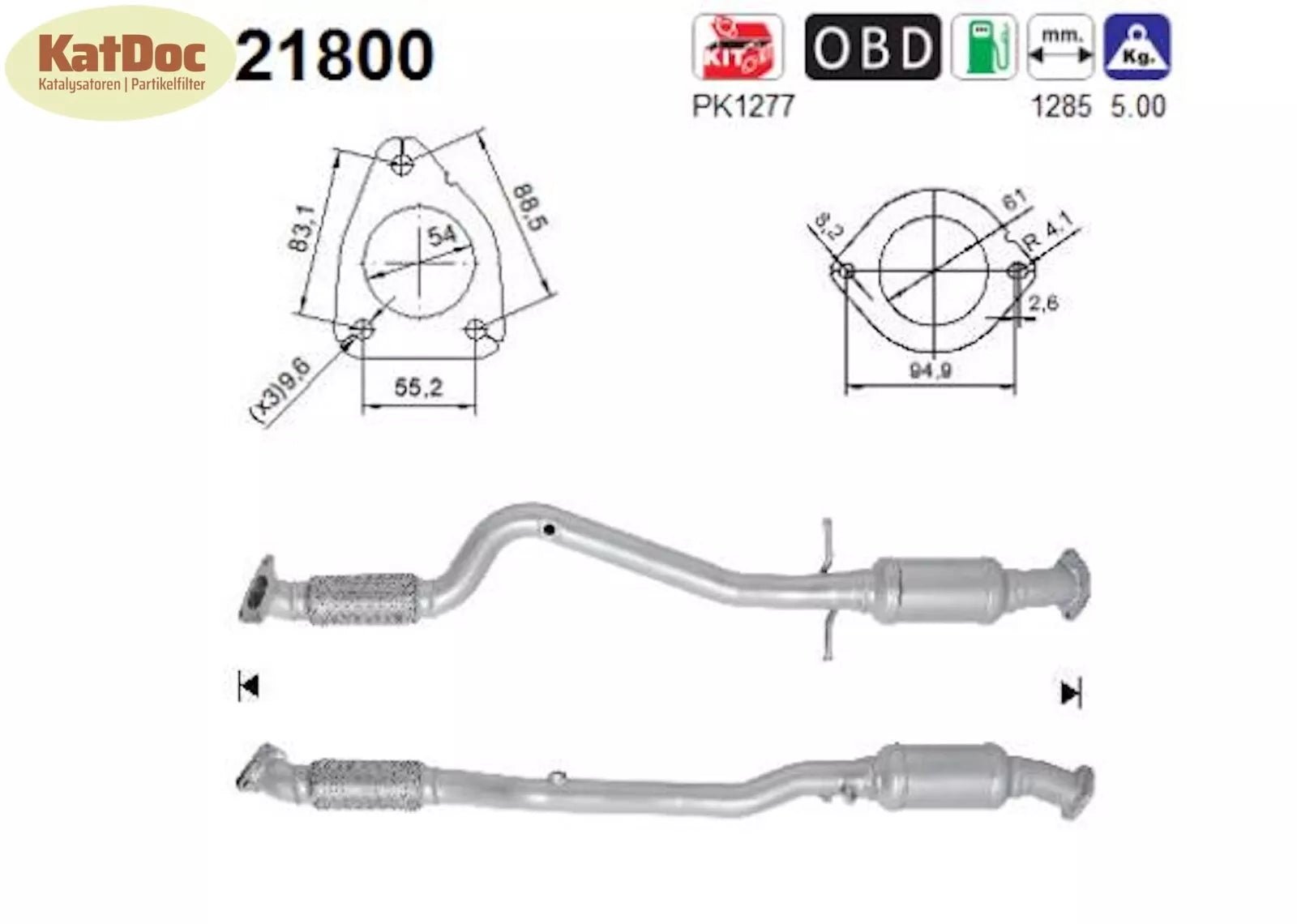 Katalysator für Opel Astra J, 1.4 Turbo, 88/103kW, Euro 5 - KatDoc