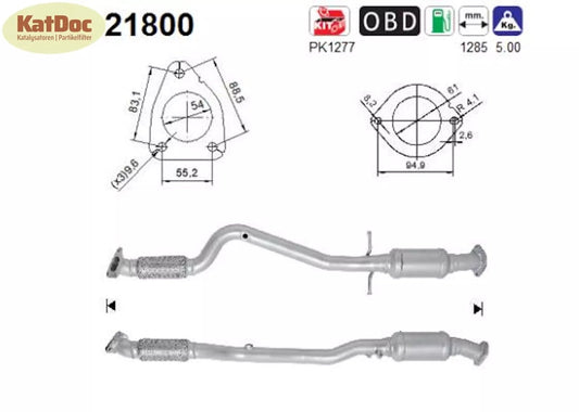 Katalysator für Opel Astra J, 1.4 Turbo, 88/103kW, Euro 5 - KatDoc