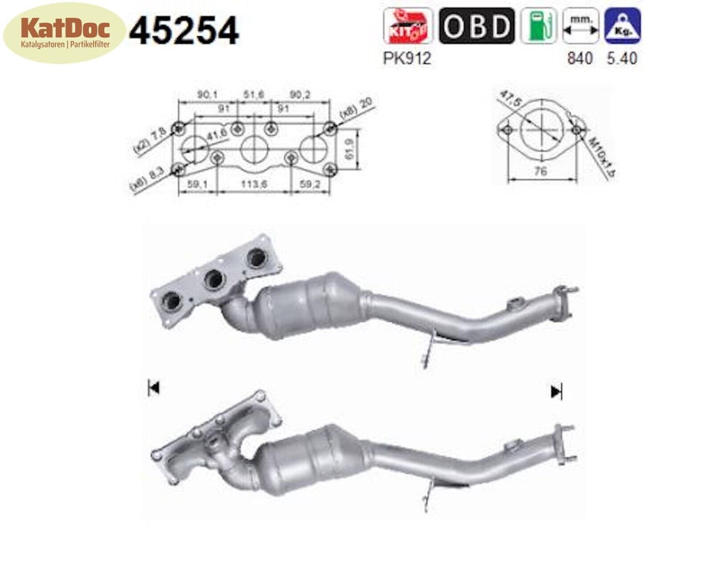 Katalysator für BMW 3er, 2.5/3.0, 130/160/190kW, Euro 4 - KatDoc