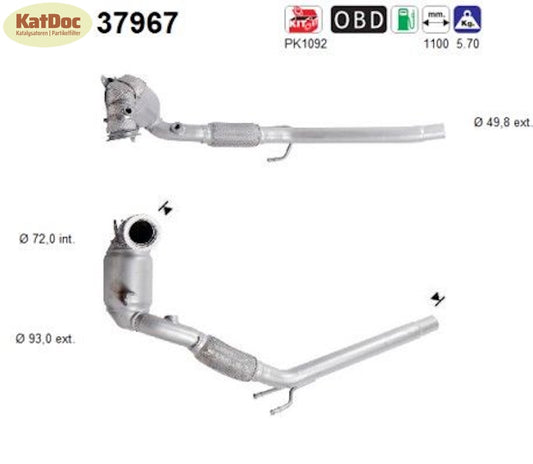 Katalysator für Audi A3, Seat Leon, Skoda Octavia, VW Golf 7, 1.0, Euro 6 - KatDoc