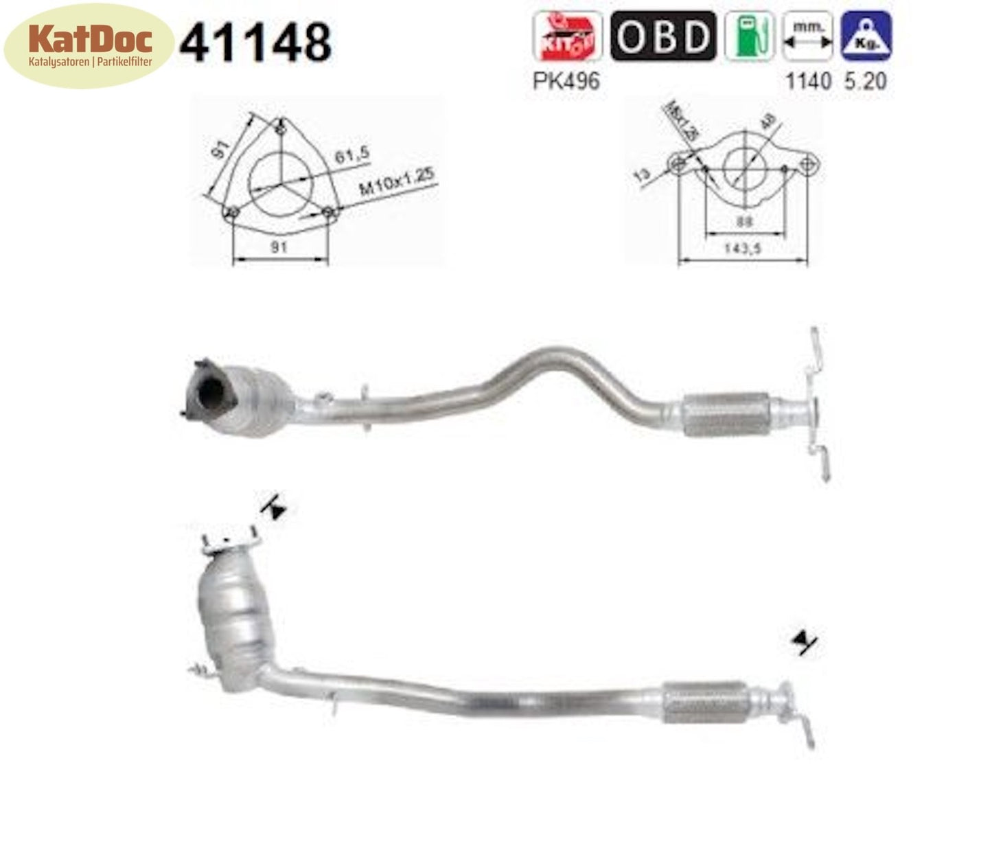 Katalysator Alfa Romeo 147, 1.6, 16V, T.Spark, 77kW, Euro 3 - KatDoc