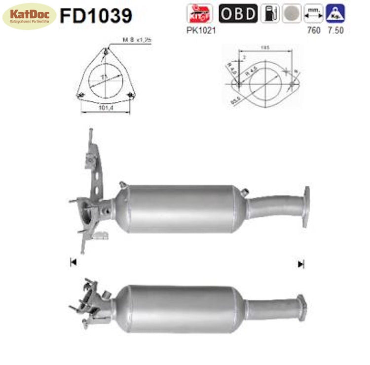 Ruß - Partikelfilter für Volvo S80/V70/XC60/XC70, 2.4, 120/136kW, Euro 4 - KatDoc