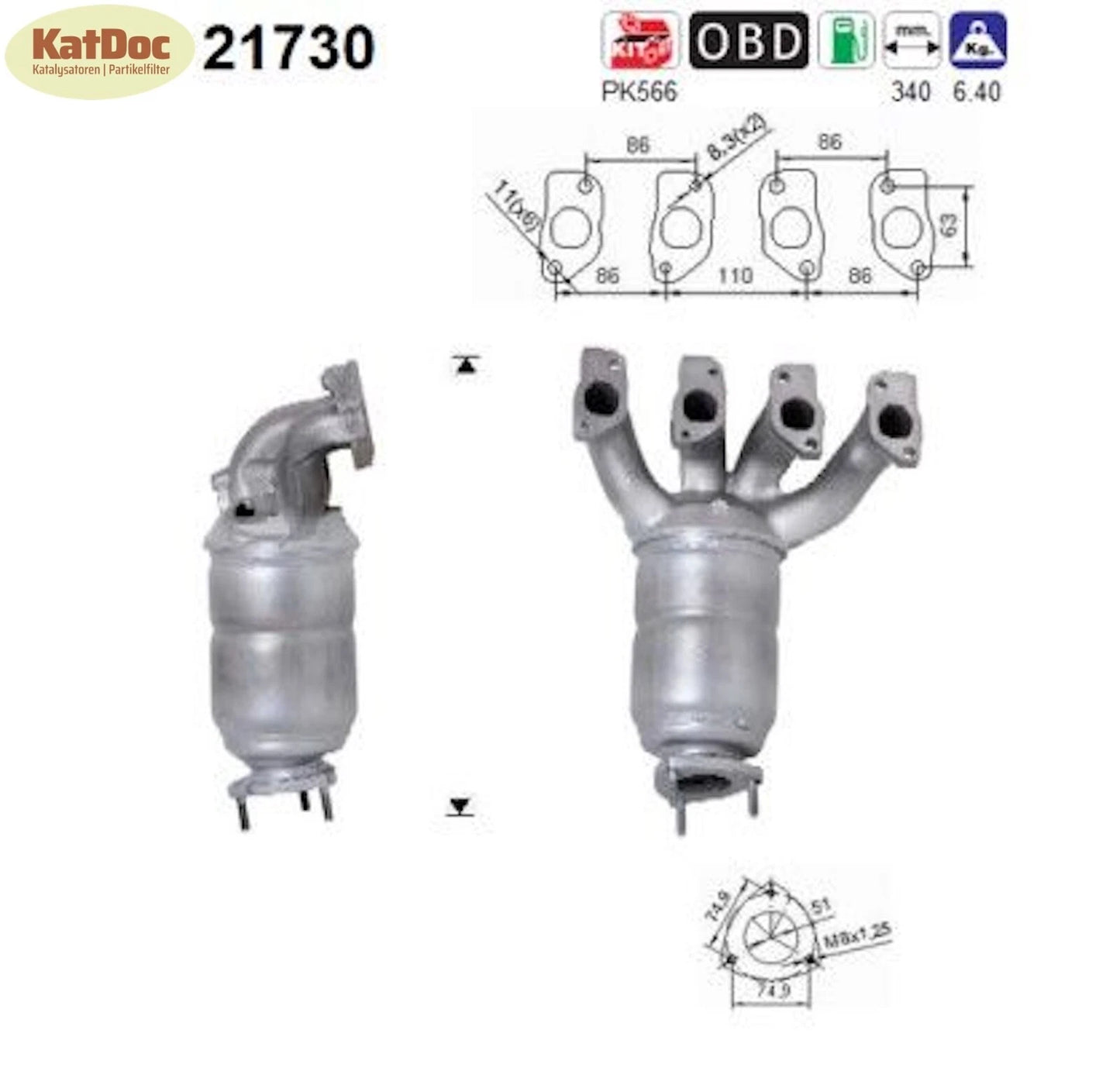Katalysator für Opel Astra G/Combo, 1.6, 62/64kW, Euro 3 - KatDoc
