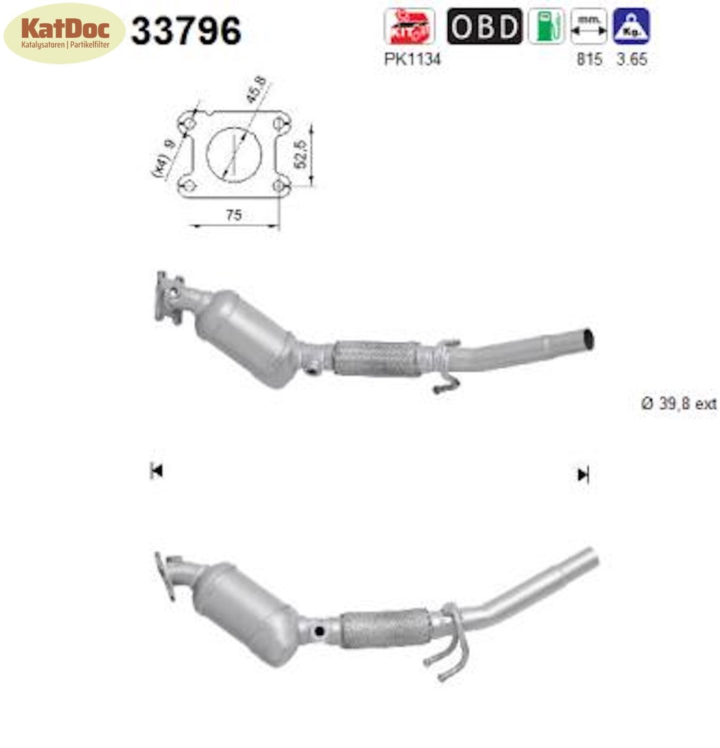 Katalysator Seat Mii 1.0, Skoda Citigo 1.0, VW UP! 1.0 44/55kW, Euro 5&6 - KatDoc