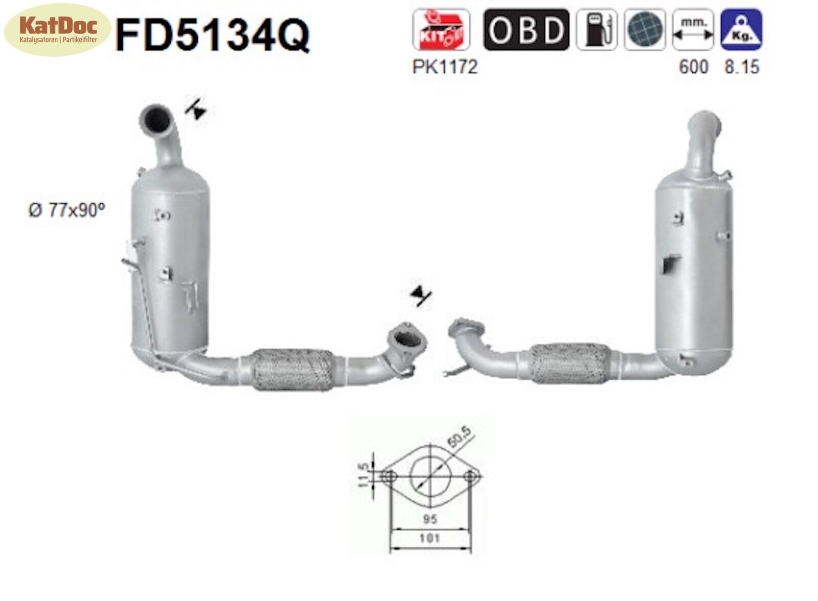 Ruß - Partikelfilter für Ford Fiesta, Mazda 2, 1.6, 55/66kW, Silizium, Euro 4 - KatDoc