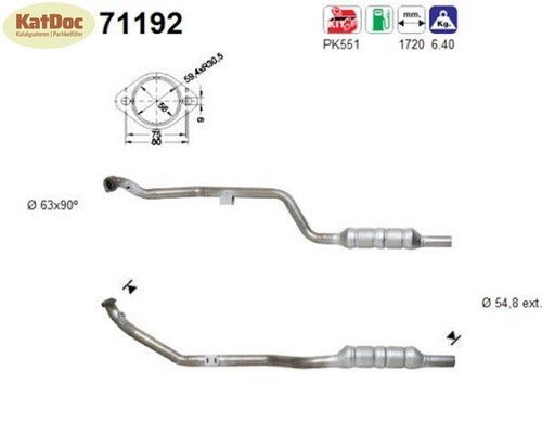 Katalysator für Mercedes E - Klasse E280 (W/S210), 2.4/2.8, rechts, Euro 1&2 - KatDoc