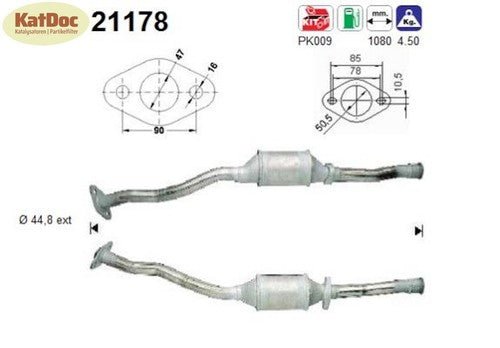 Katalysator für Opel Astra F, 1.4/1.6, 16V, 66/74kW, Euro 1&2 - KatDoc