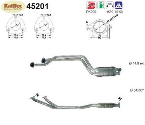 Katalysator BMW 5er E34 520i, 24V, 2.0, 110kW, Euro 1&2 - KatDoc