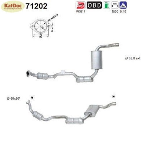 Katalysator für Mercedes M - Klasse (W163) ML320, 3.2, 160kW, links, Euro 3 - KatDoc