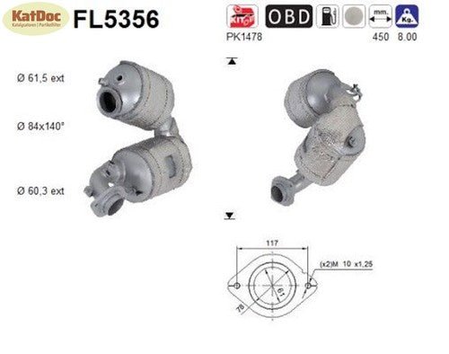 Ruß - Partikelfilter MINI, Toyota, 1.6/2.0, 66/82/100/105kW ,Euro 6 - KatDoc