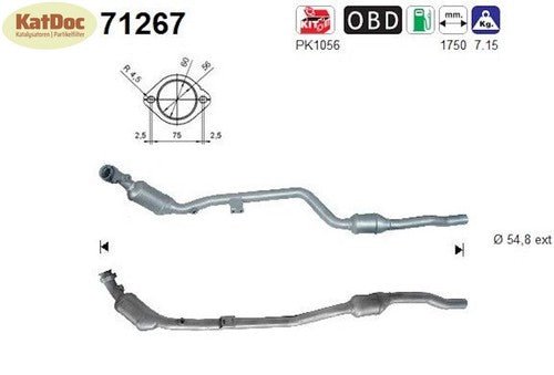 Katalysator für Mercedes E - Klasse (W/S211), 2.6/3.2/5.0, rechts, Euro 4 - KatDoc