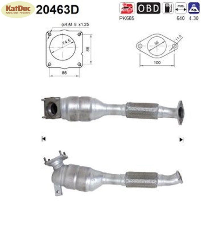 Katalysator für Ford Tourneo/Transit Connect, 1.8 Di/TDCi, 55/66kW, Euro 4 - KatDoc