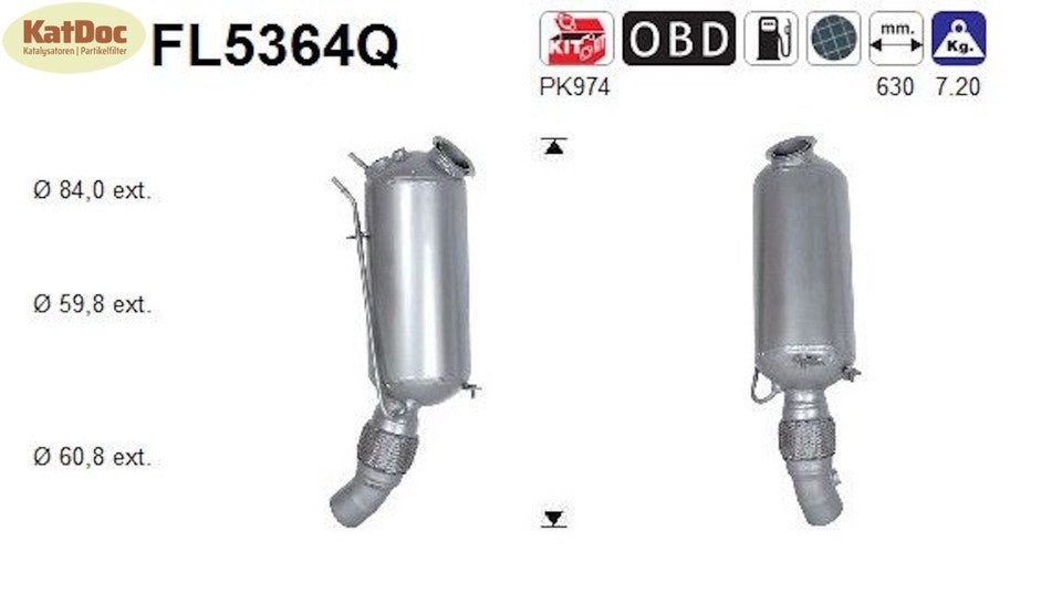 Ruß - Partikelfilter BMW 1er, (F20/21), 1.5, 70/85kW, Silizium, Euro 6 - KatDoc
